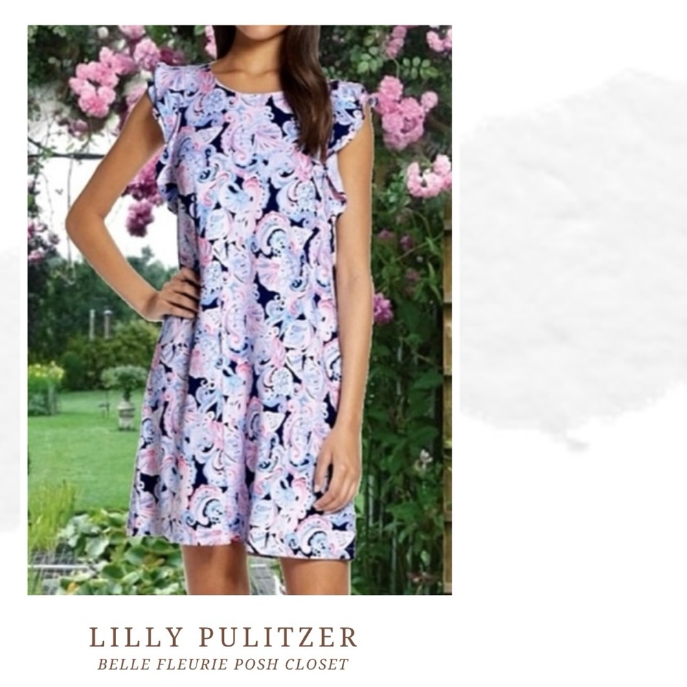NWT Lilly Pulitzer Dani Straight Flowy Ruffle Sleeveless Dress For The Shore